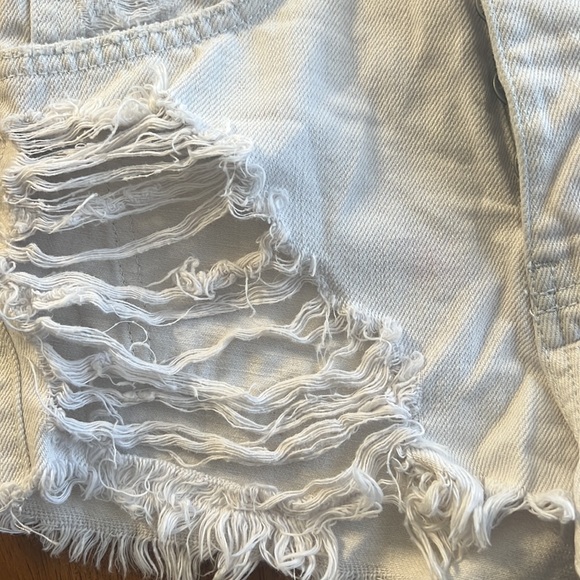 White Ripped High Wasted Shorts - Picture 3 of 5